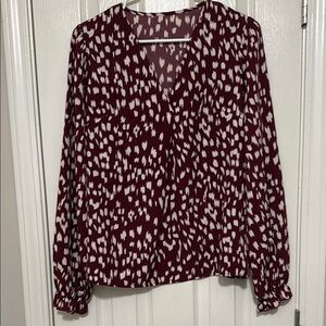 SHEIN Red and White Relaxed Buttoned Blouse